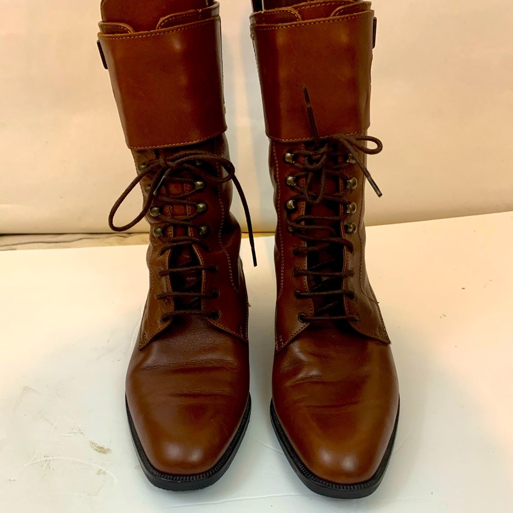 Italian made brown leather size 36 lace up boots